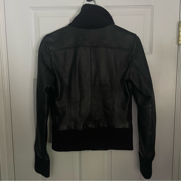 Mango Black Leather Moto Motorcycle Jacket Small - Picture 8 of 8